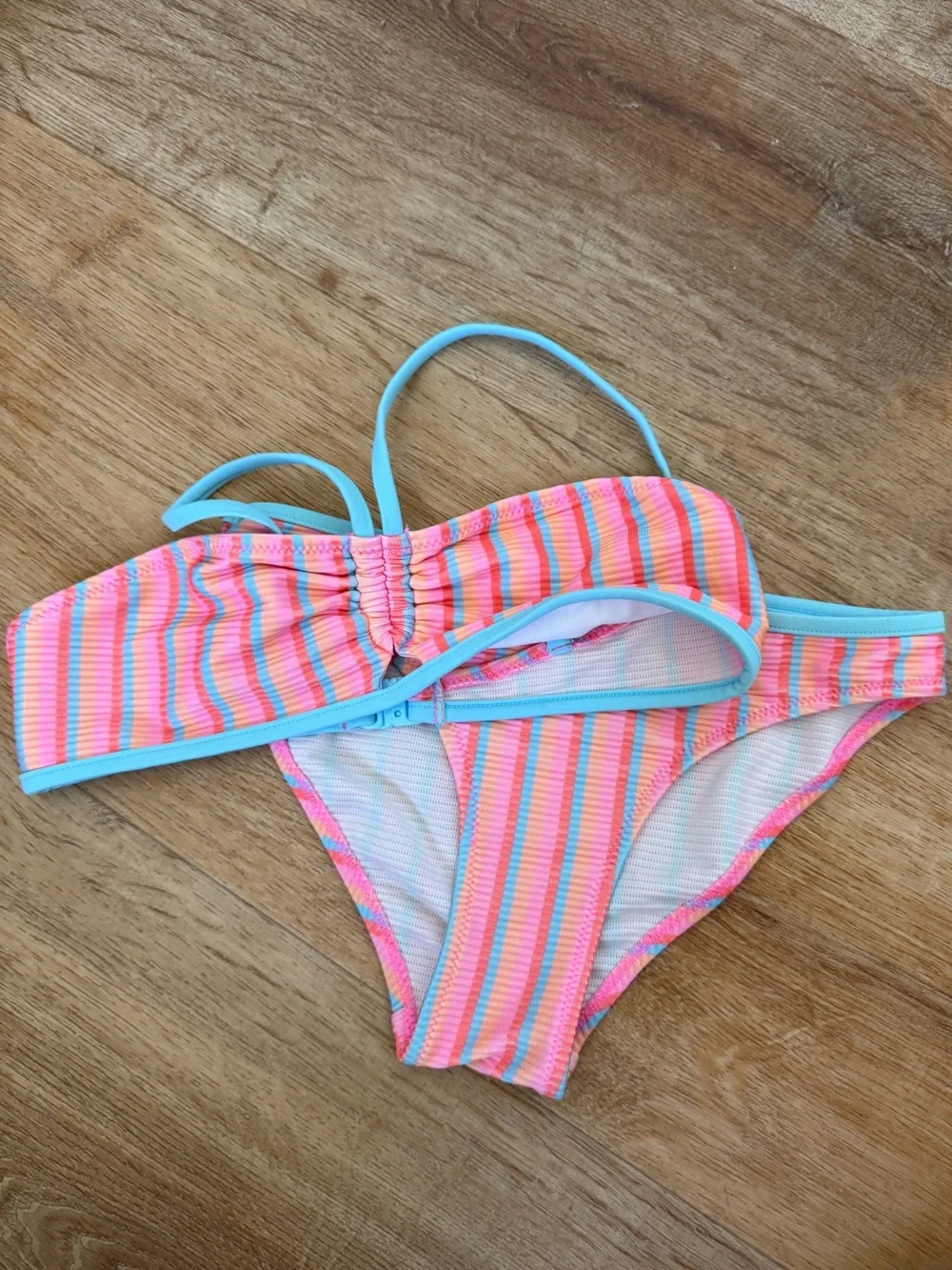 Girls' Pink & Blue Striped Bikini Set - Kids Swim Zara